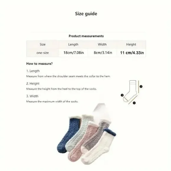 Fuzzy Cozy Socks for Women, Soft Fluffy Slipper Warm Sleep Socks 5 Pack NEW - Picture 4 of 10